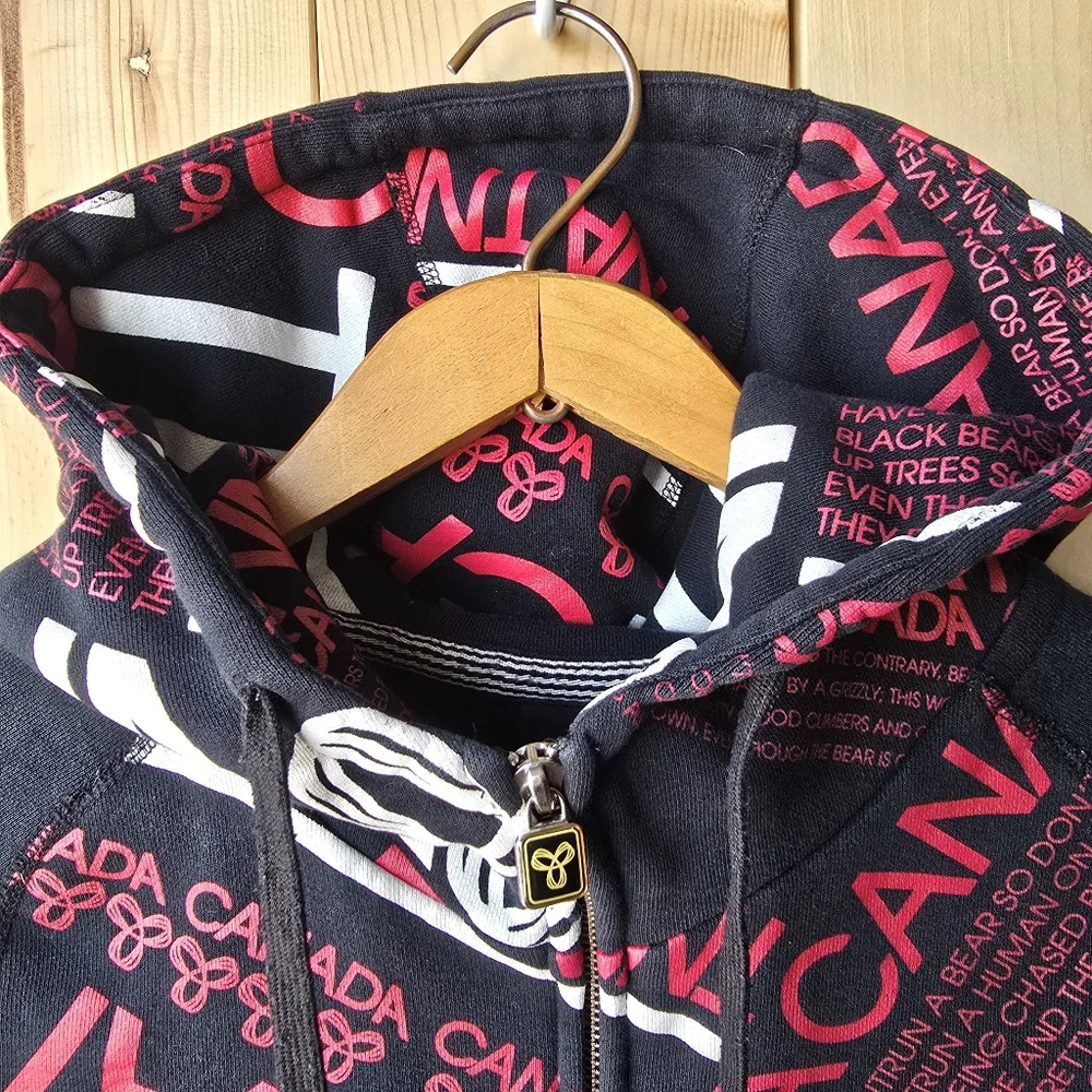 TNA Canada Zip Up Hoodie Black Red White Womens Medium - Picture 6 of 11